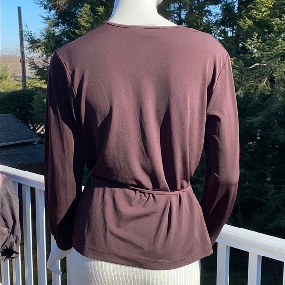 Nine West Petite Maroon Blouse with tie, size P/L - Picture 6 of 9